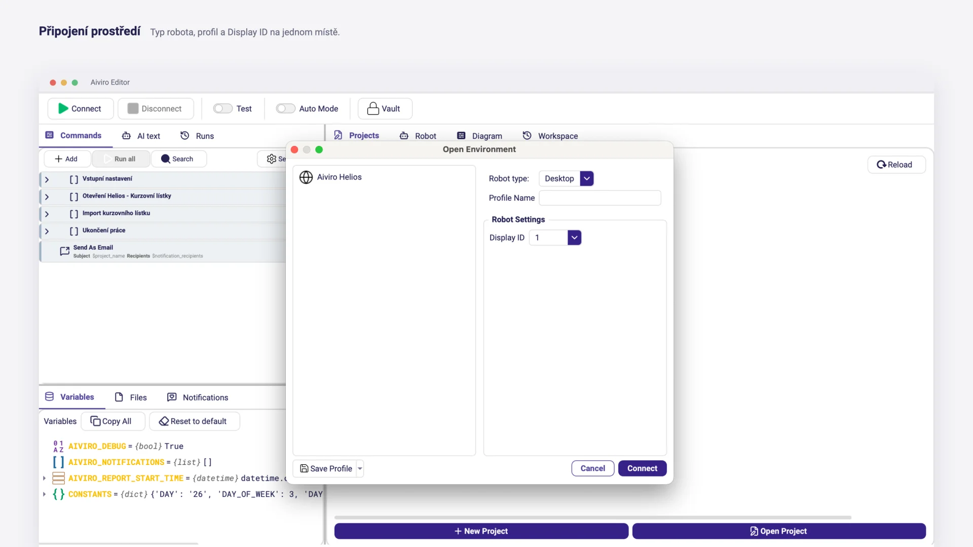 Aiviro Editor 0.24.0: Roboti nově běží i bez otevřeného Editoru